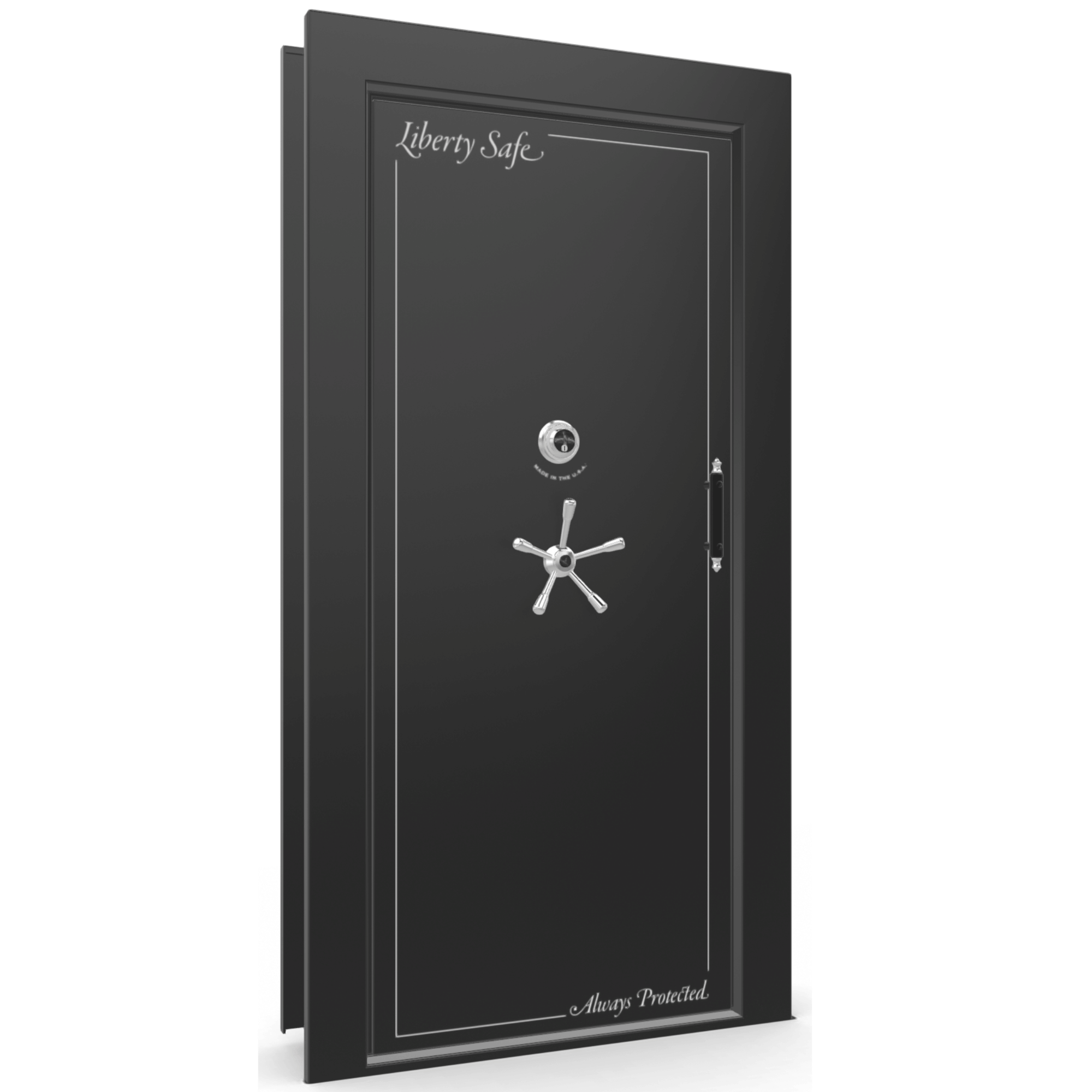 Vault Door Series | In-Swing | Left  Hinge | Black Gloss | Mechanical Lock - closed