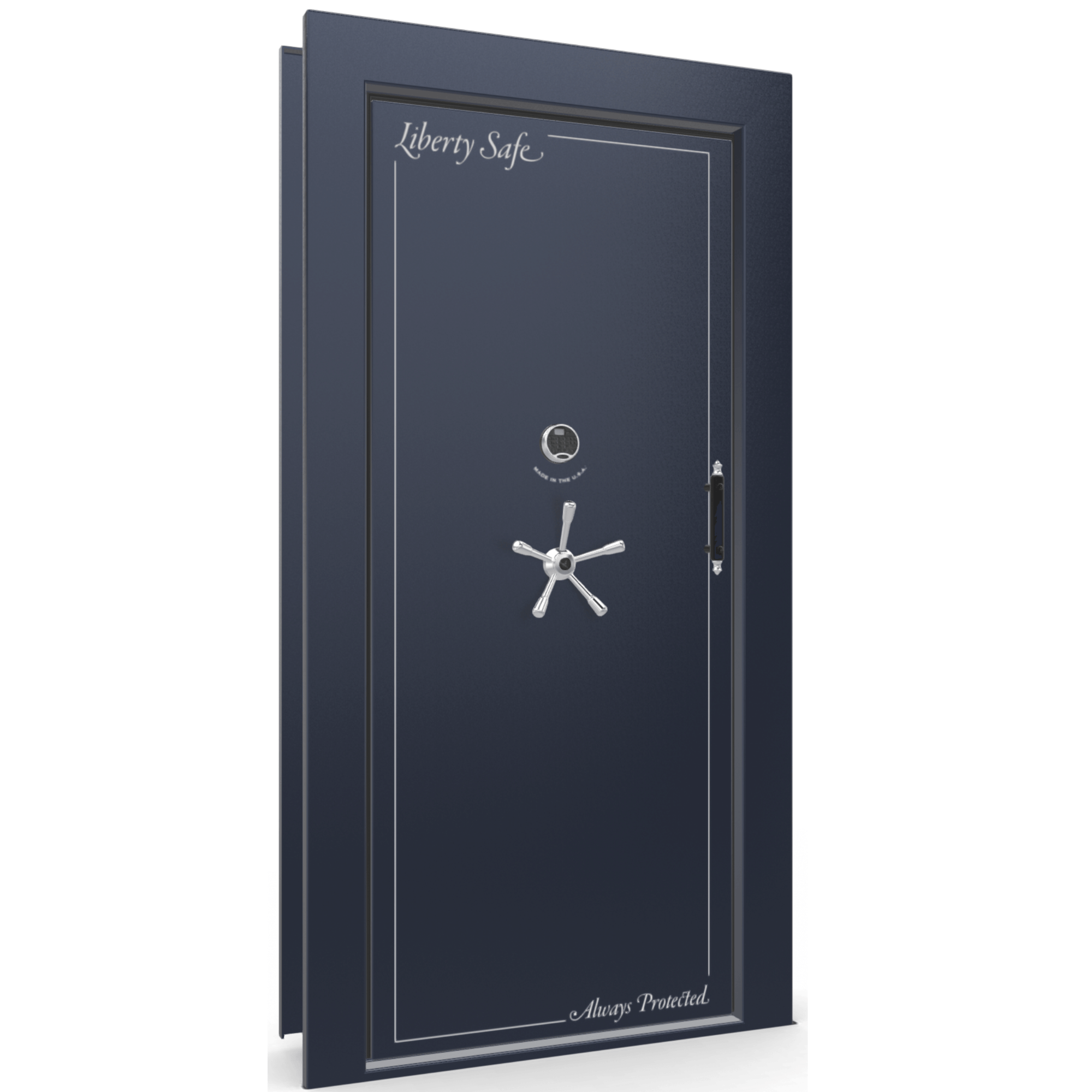 Vault Door Series | In-Swing | Left  Hinge | Blue Gloss | Electronic Lock - closed
