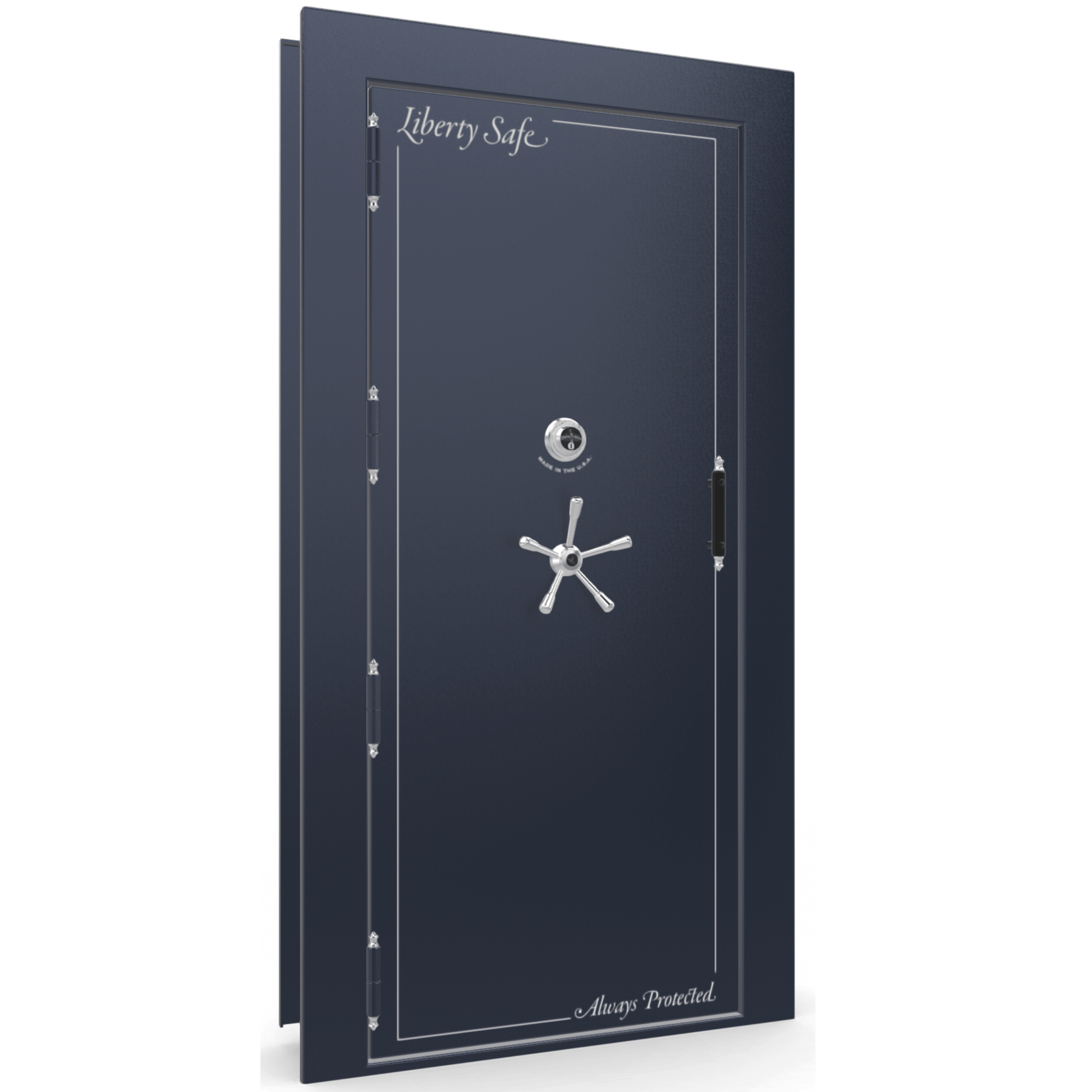 Vault Door Series | Out-Swing | Left  Hinge | Blue Gloss | Mechanical Lock - closed