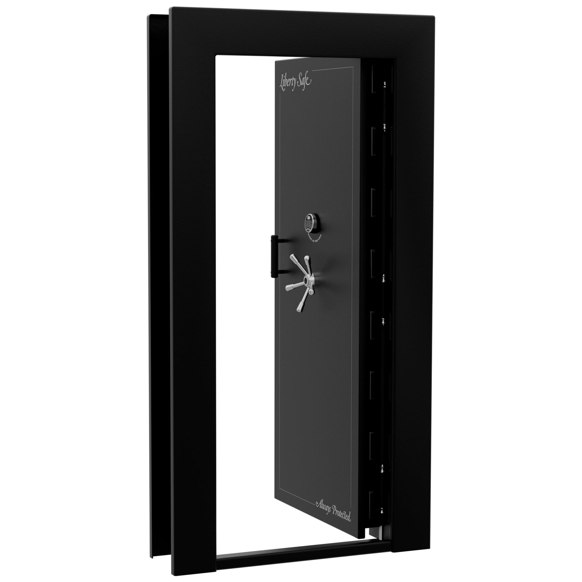 Vault Door Series | In-Swing | Right Hinge | Black Textured | Mechanical Lock - Open 