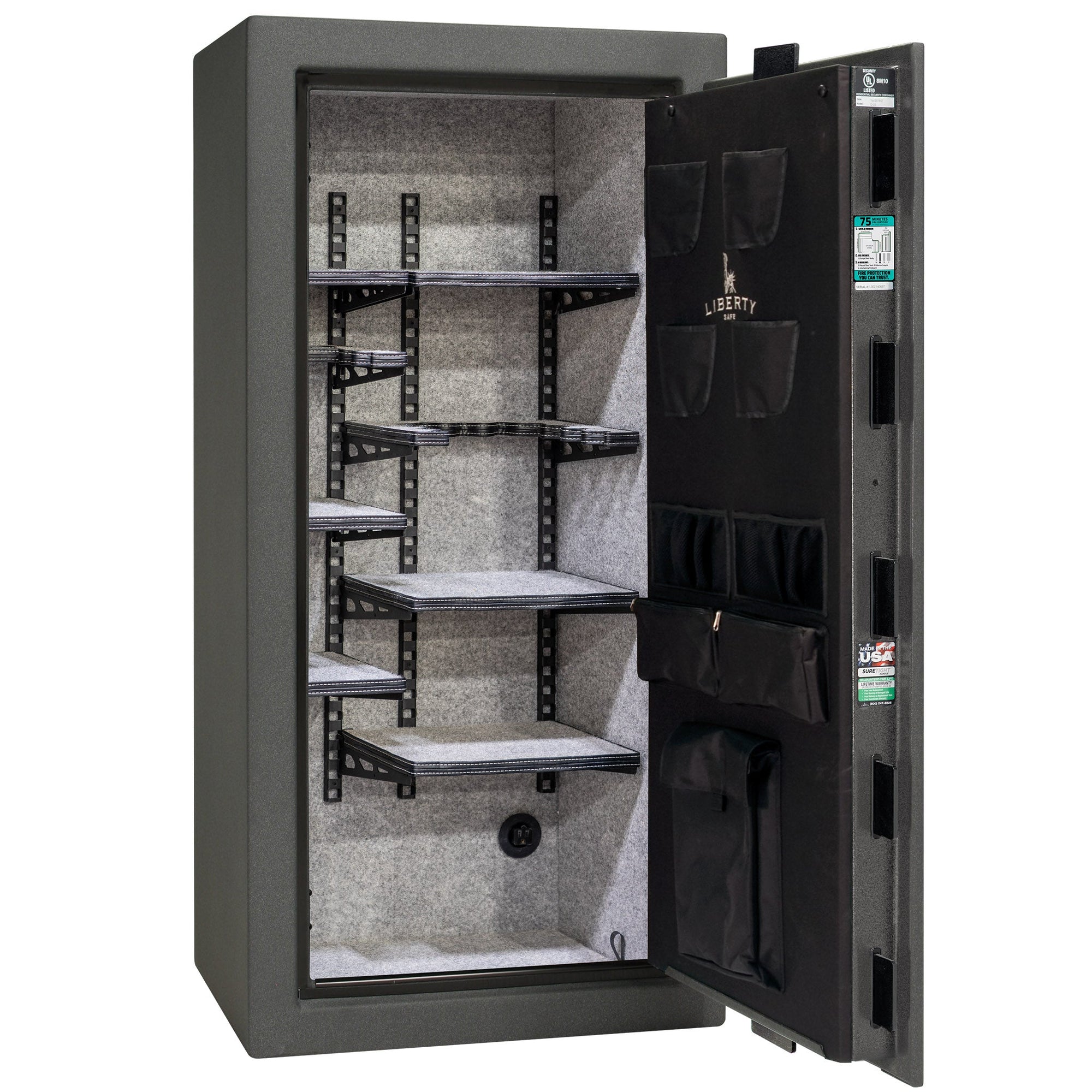 Colonial Series | Level 4 Security | 75 Minute Fire Protection | 23 PRO FLEX | DIMENSIONS: 60.5"(H) X 30"(W) X 22"(D*) | Granite Textured | Electronic Lock - Open