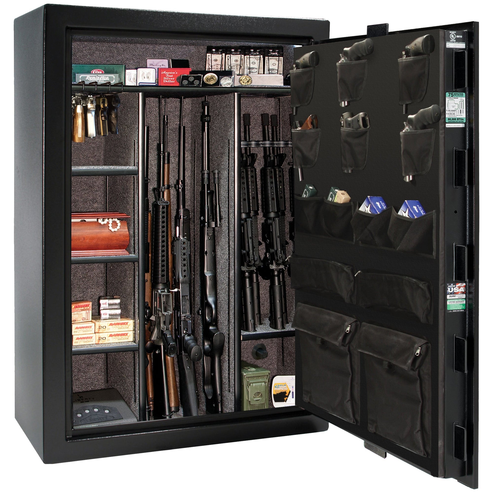 Colonial Series | Level 4 Security | 75 Minute Fire Protection | 35 | DIMENSIONS: 60.5"(H) X 42”(W) X 22"(D*) | Black Textured | Electronic Lock - open