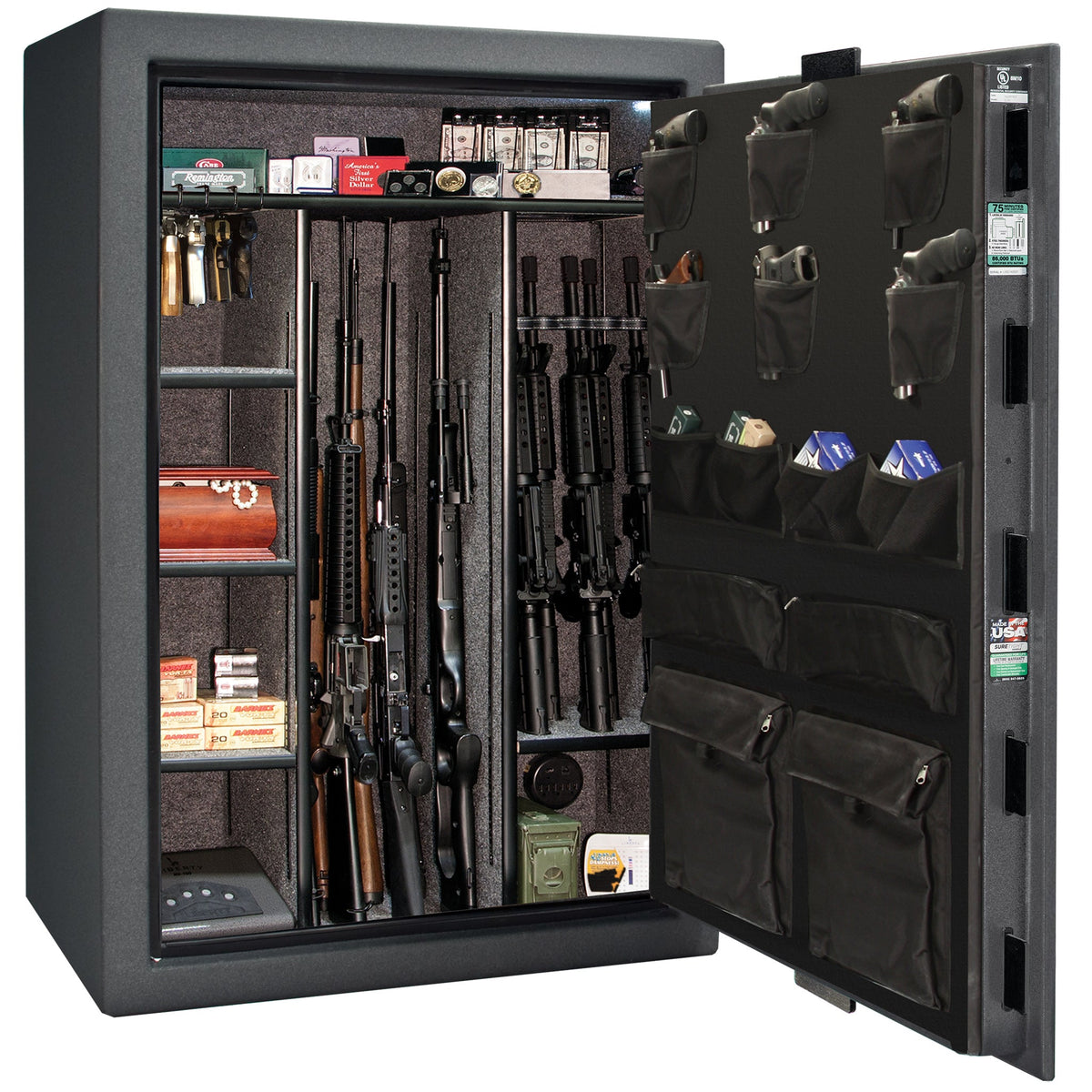 Colonial Series | Level 4 Security | 75 Minute Fire Protection | 35 | DIMENSIONS: 60.5&quot;(H) X 42”(W) X 22&quot;(D*) | Granite Textured | Mechanical Lock - open