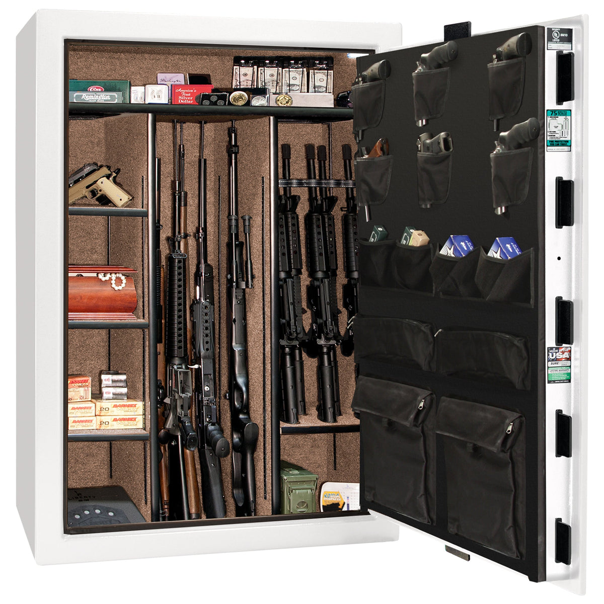 Colonial Series | Level 4 Security | 75 Minute Fire Protection | 35 | DIMENSIONS: 60.5&quot;(H) X 42”(W) X 22&quot;(D*) | White Gloss Brass | Electronic Lock - open