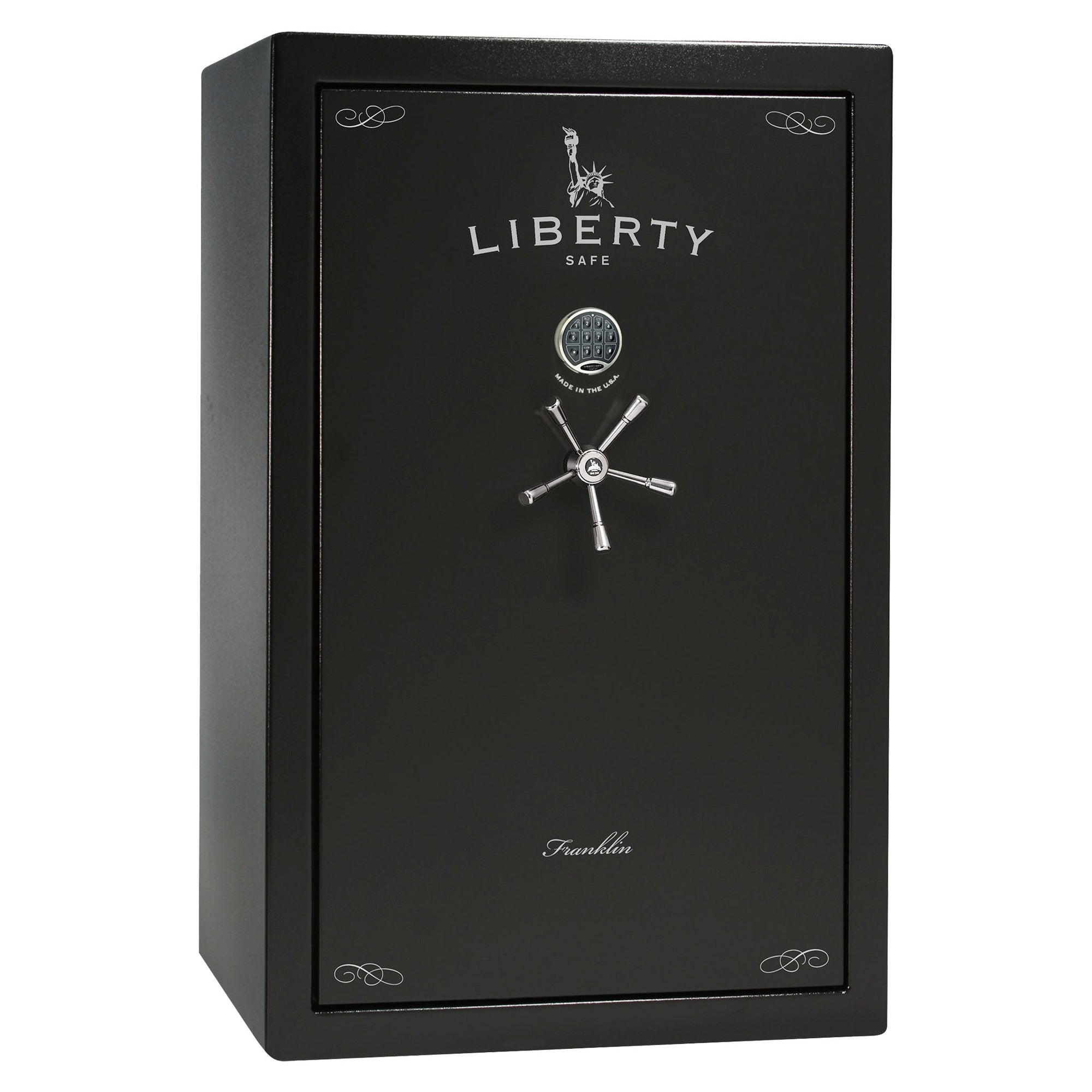 Franklin 45 | Pro Flex Interior |  Level 5 Security | 110 Minute Fire Protection | Dimensions: 60.5"(H) x 42"(W) x 27.5"(D) | Up to 60 Long Guns | Black Textured | Electronic Lock - Closed