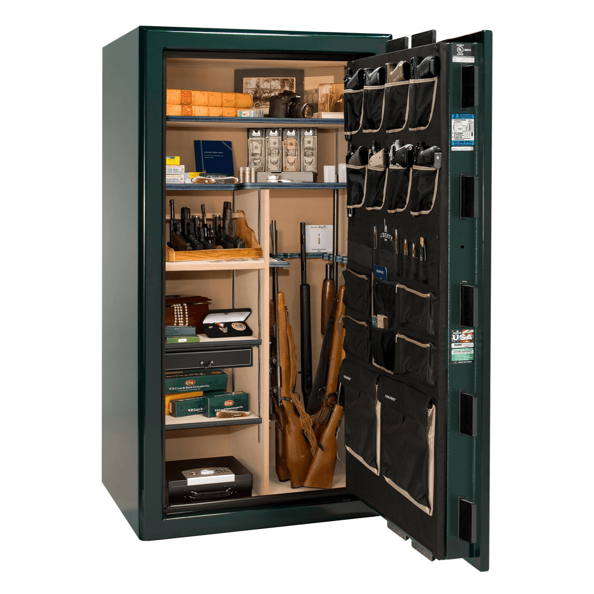 Presidential Series | Level 8 Security | 2.5 Hours Fire Protection | 40 | Dimensions: 66.5&quot;(H) x 36.25&quot;(W) x 32&quot;(D) | Green Gloss | Gold Hardware | Mechanical Lock